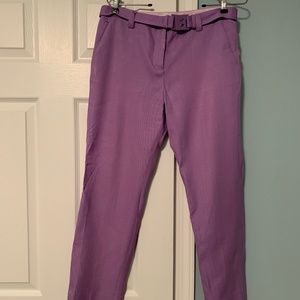 Diane von Furstenberg light purple belted pants.